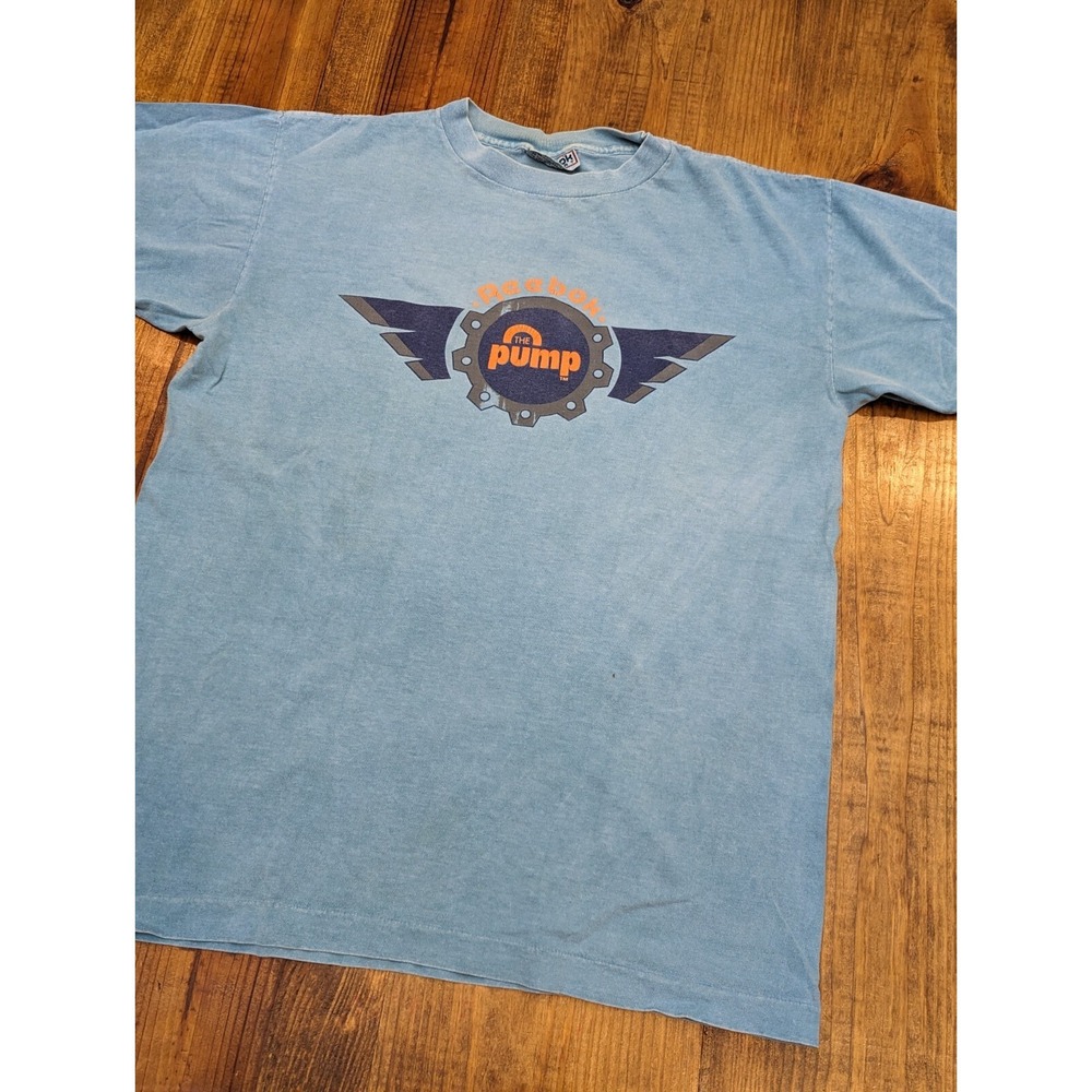 Mens Vintage Reebok THE PUMP T-Shirt Single Stitch Blue Size Large 90s